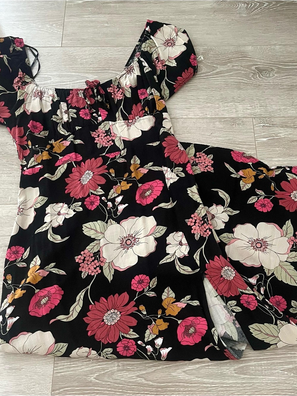 Forever 21 Black Floral Midi Dress